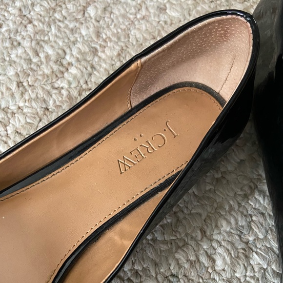 Black patent J.Crew pointed flats - bow - tortoise print - office - Picture 2 of 4